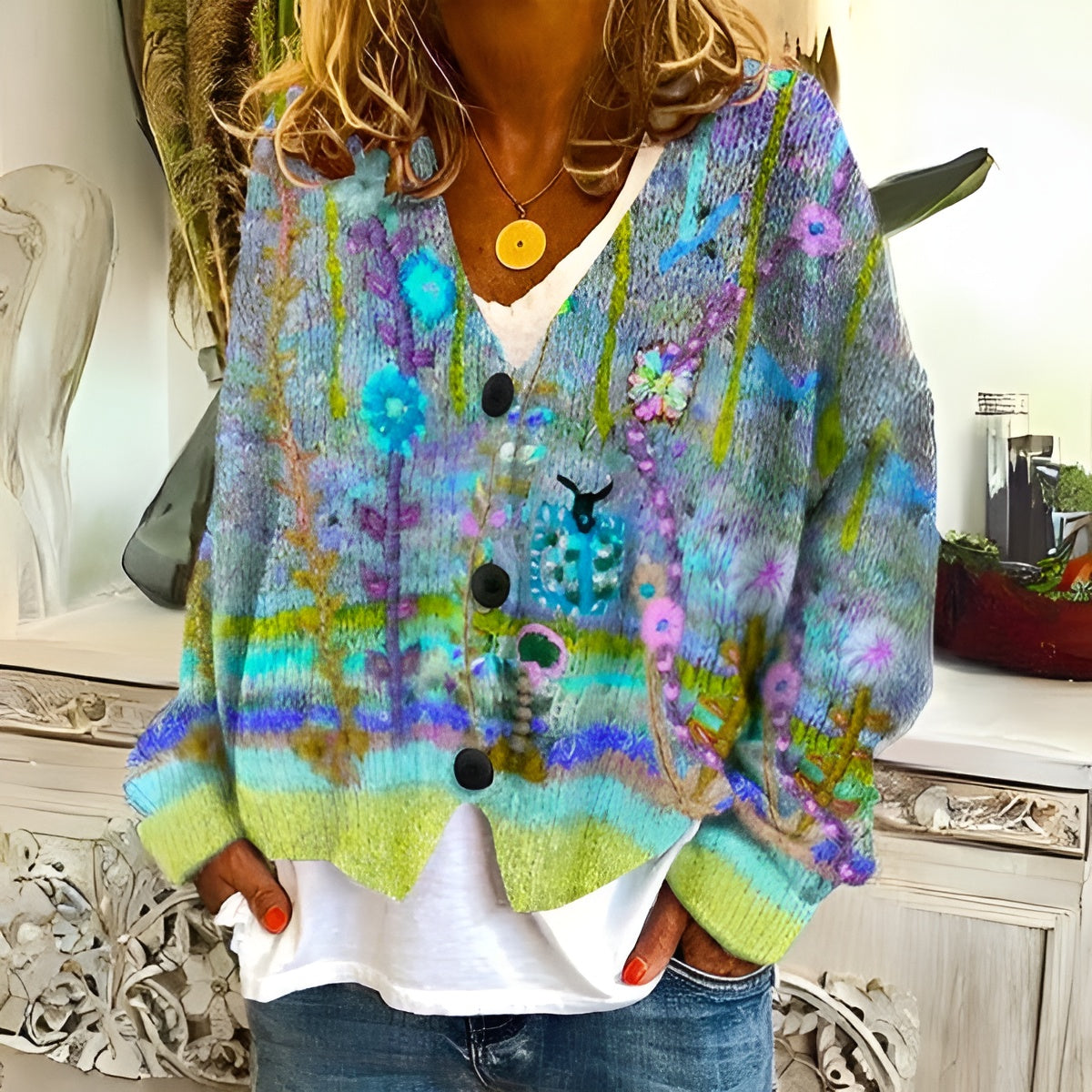 Énora™ | Cardigan med blomster