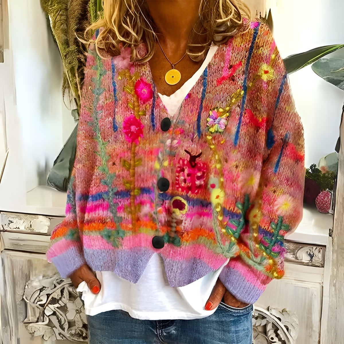 Énora™ | Cardigan med blomster