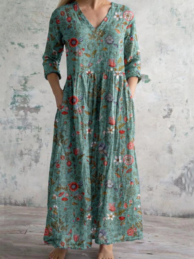 Giulia™ | Abito lungo con stampa floreale vintage