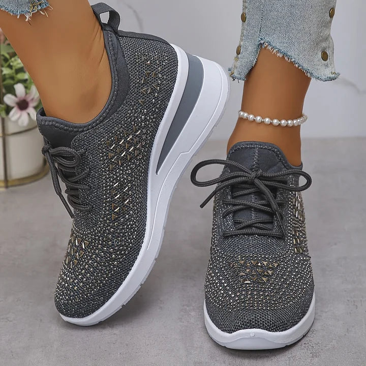 Giselle – Ortopædiske sneakers med glitrende rhinsten