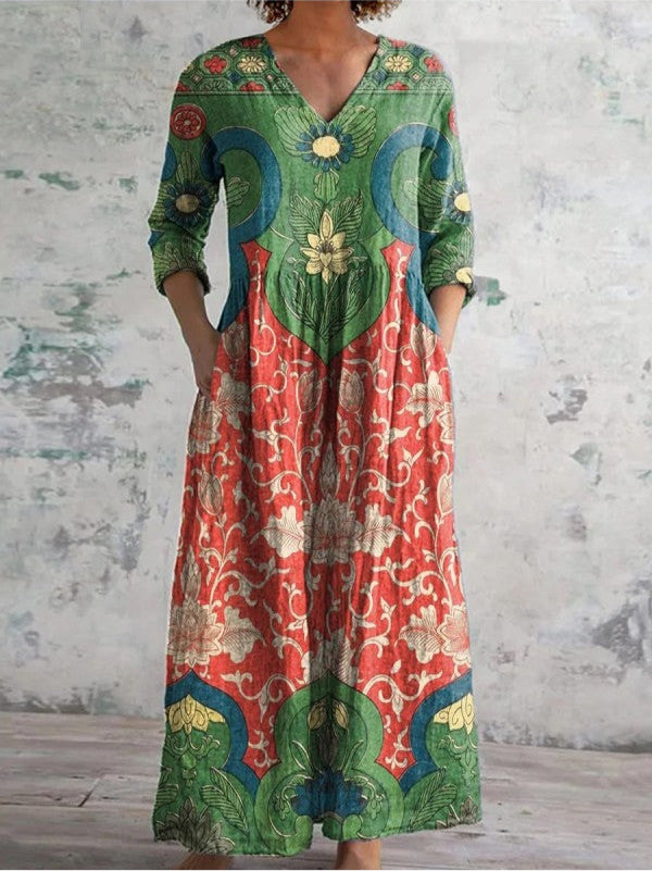 Giulia™ | Abito lungo con stampa floreale vintage